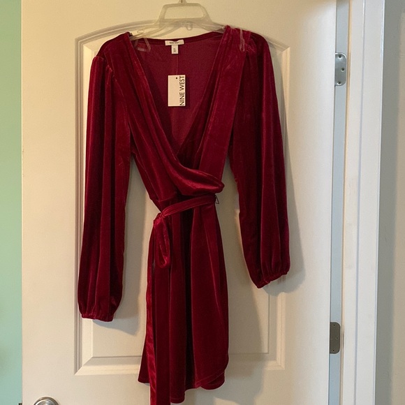 Wrap dress Nine West  size xL nwt  burgundy - Picture 2 of 7